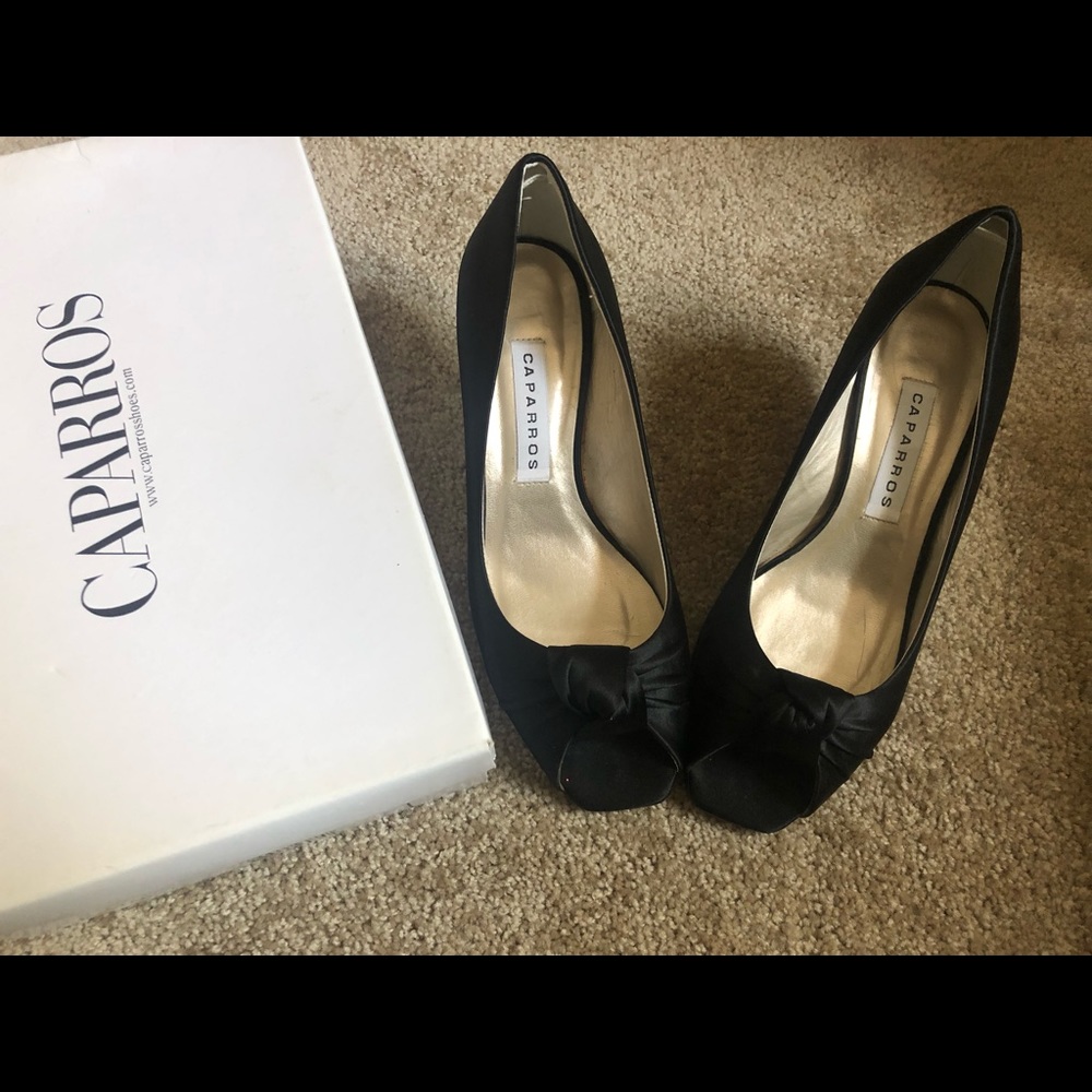 Black silk heels
